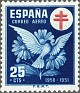 Spain 1950 Pro Tuberculosos 25 CTS Azul Edifil 1087